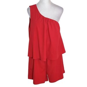 Plumberry Red One-Shoulder Romper Size Large
